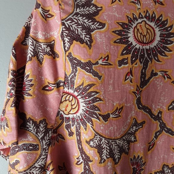 C&C California New! Women's Coral Linen Short Sleeve Collared Button Up Size XS - Picture 9 of 15